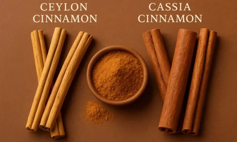 هر دو نوع دارچین در یک قاب