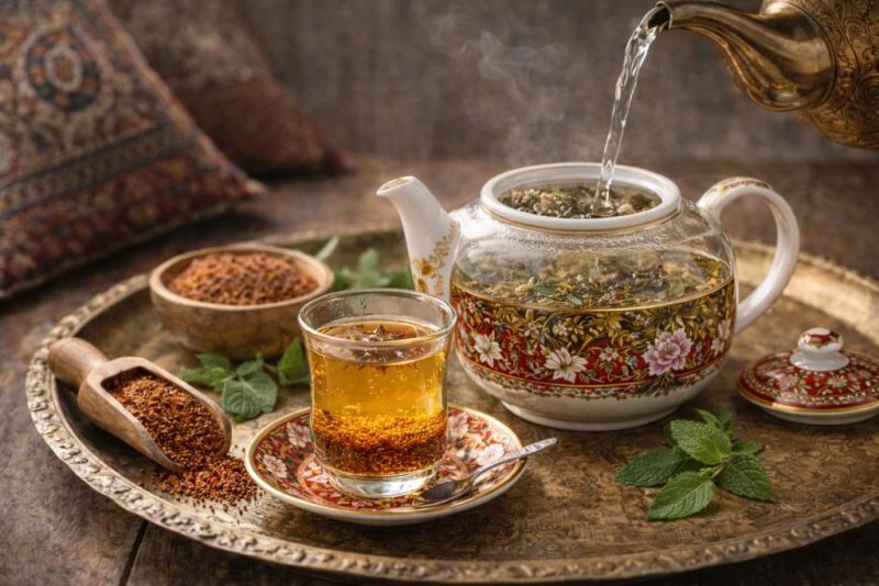 طرز تهیه دمنوش خاکشیر در قوری چینی سنتی