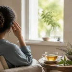 آرامگرفتن در حمله میگرن کنار دمنوش گل شاهپسند دارویی