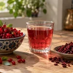 زرشک تازه و خشک همراه با نوشیدنی رقیق زرشک برای سلامت کبد
