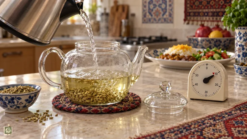 طرز تهیه دمنوش رازیانه با دانه نیم‌کوب پیش از وعده غذایی