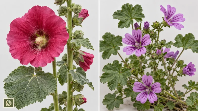 تفاوت گل، برگ و ساقه گل ختمی و پنیرک برای تشخیص گیاه