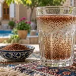 شربت خاکشیر خنک برای رفع عطش در روز گرم تابستان