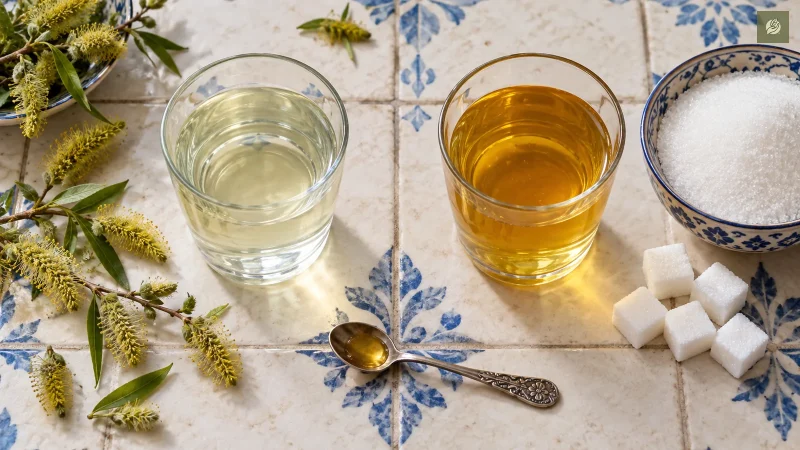 مقایسه عرق بیدمشک رقیق و شربت بیدمشک بسیار شیرین