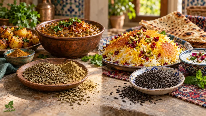 کاربرد زیره سبز در حبوبات و زیره سیاه در پلو و نان