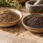 دو کاسه زیره سبز و زیره سیاه ایرانی